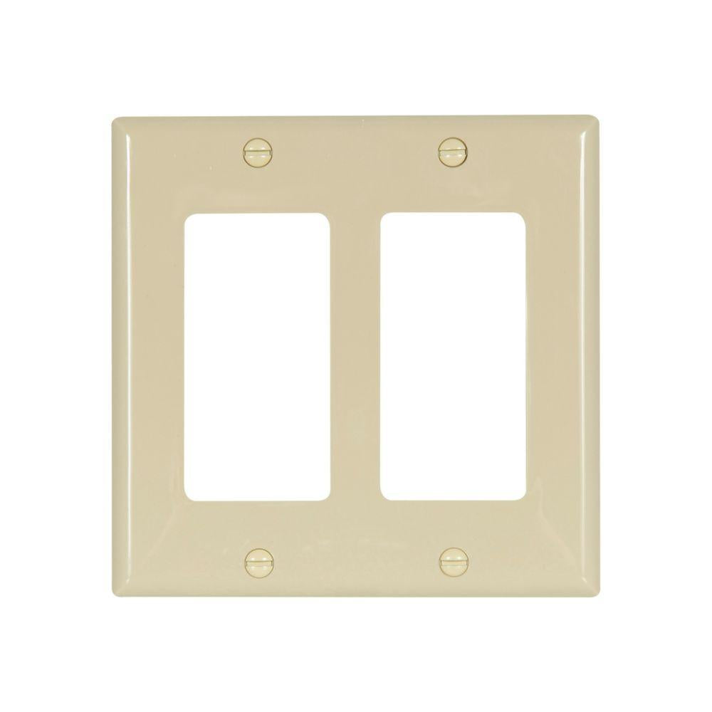 EATON Arrow Hart™ 5152V-BOX 5000 Standard Decorator Wall Plate, 2 Gangs, 4.56 in W x 4.5 in H, Nylon/Thermoplastic, Ivory