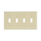 EATON Arrow Hart™ 5154V-BOX 5000 Standard Toggle Switch Wall Plate, 4 Gangs, 4.5 in W x 8.19 in H, Nylon/Thermoplastic, Ivory