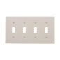 EATON Arrow Hart™ 5154W-BOX 5000 Standard Toggle Switch Wall Plate, 4 Gangs, 4.5 in W x 8.19 in H, Nylon/Thermoplastic, White