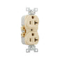 EATON Arrow Hart™ Eaton Wiring Devices CR20V CR20 Duplex Straight Blade Receptacle, 125 V AC, 20 A, 2 Poles, 3 Wires, Ivory