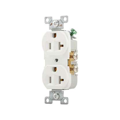 Duplex Straight Blade Receptacle - White - PVC
