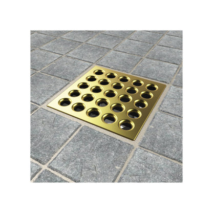 Shower Drain Grate - Satin Gold - Square Pattern