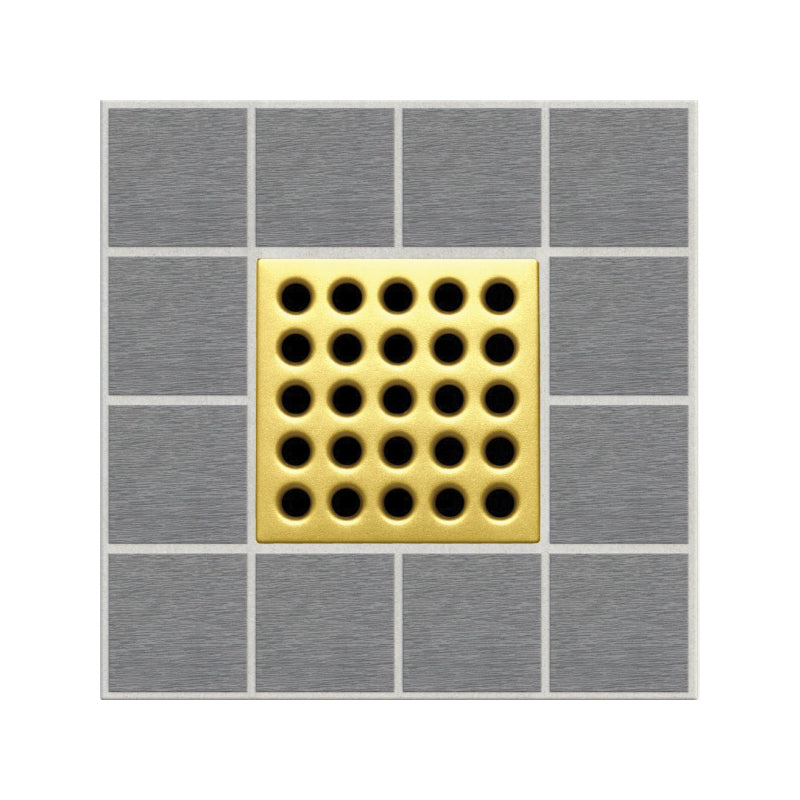 Shower Drain Grate - Satin Gold - Square Pattern