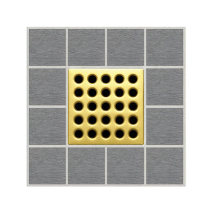 Shower Drain Grate - Satin Gold - Square Pattern