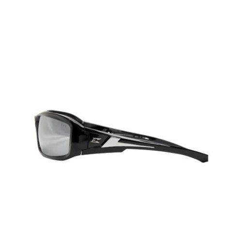 EDGE® XB117 Brazeau Non-Polarized Safety Glasses, Anti-Scratch, Silver Lens, Wrap Around Frame, Gloss Black, Nylon Frame, Polycarbonate Lens, ANSI Z87.1-2015, MCEPS GL-PD 10-12