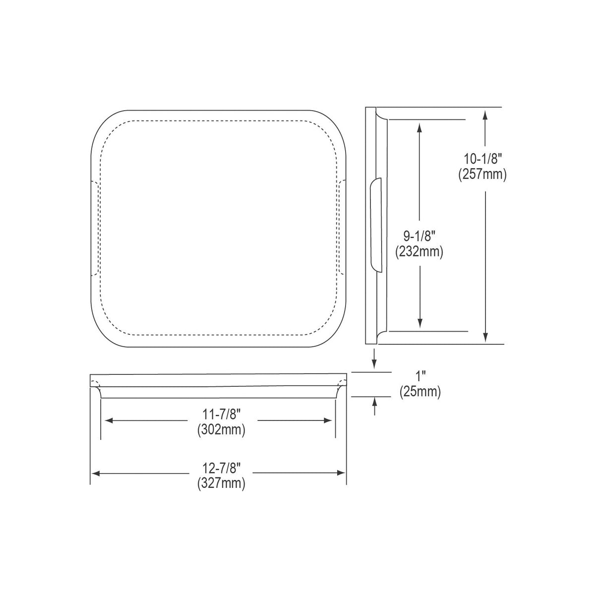 Cutting Board - 12-7/8" L x 10-1/8" W x 1" Thk - Hardwood