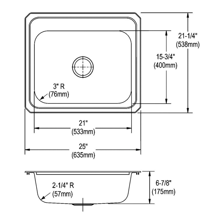 Celebrity - 25" Kitchen Sink - Stainless Steel