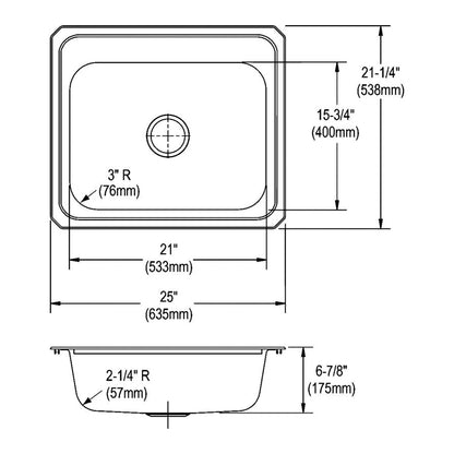 Celebrity - 25" Kitchen Sink - Stainless Steel