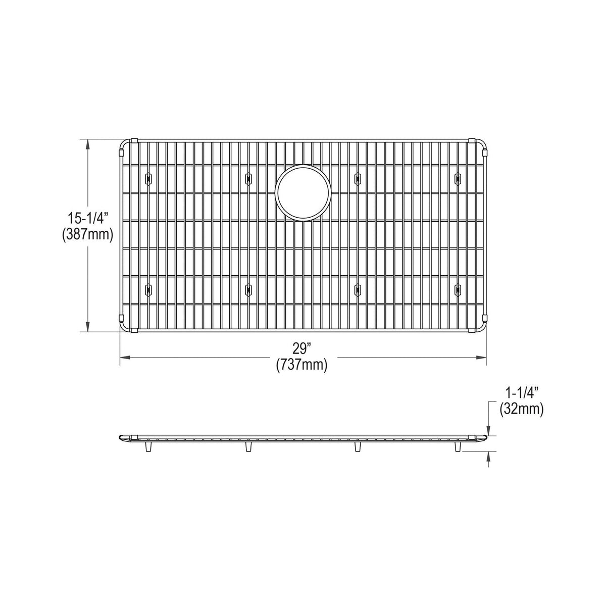 Crosstown - Bottom Grid - 29" - Stainless Steel