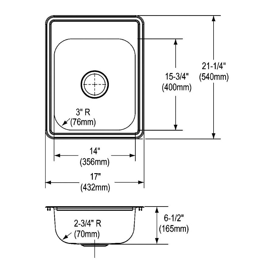 Dayton - Bar Sink - Stainless Steel - Drop-in