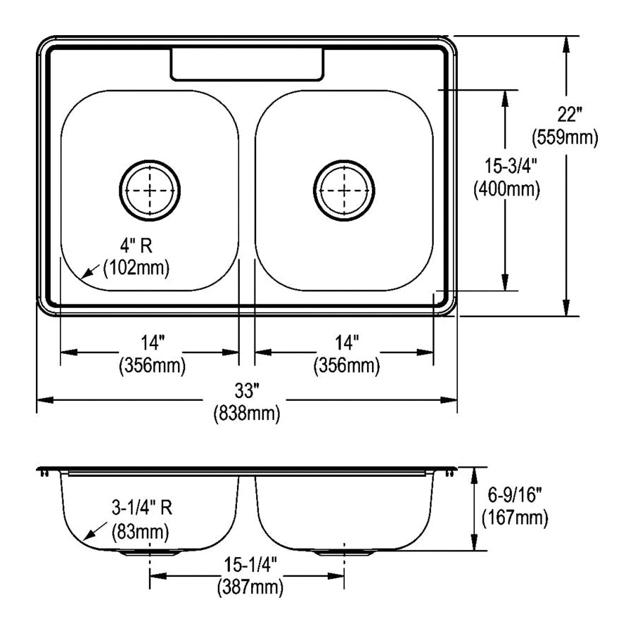 Dayton - 33" Kitchen Sink - Undermount