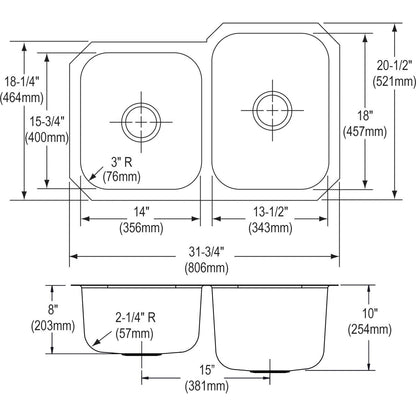 Dayton - 31-3/4" Kitchen Sink - Soft Satin