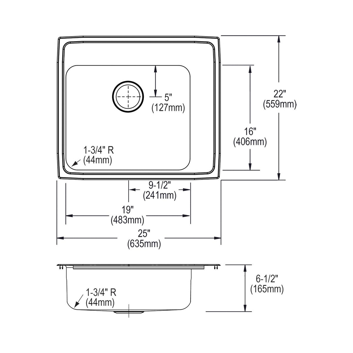 Classroom Sink - Drop-in - 304 Stainless Steel