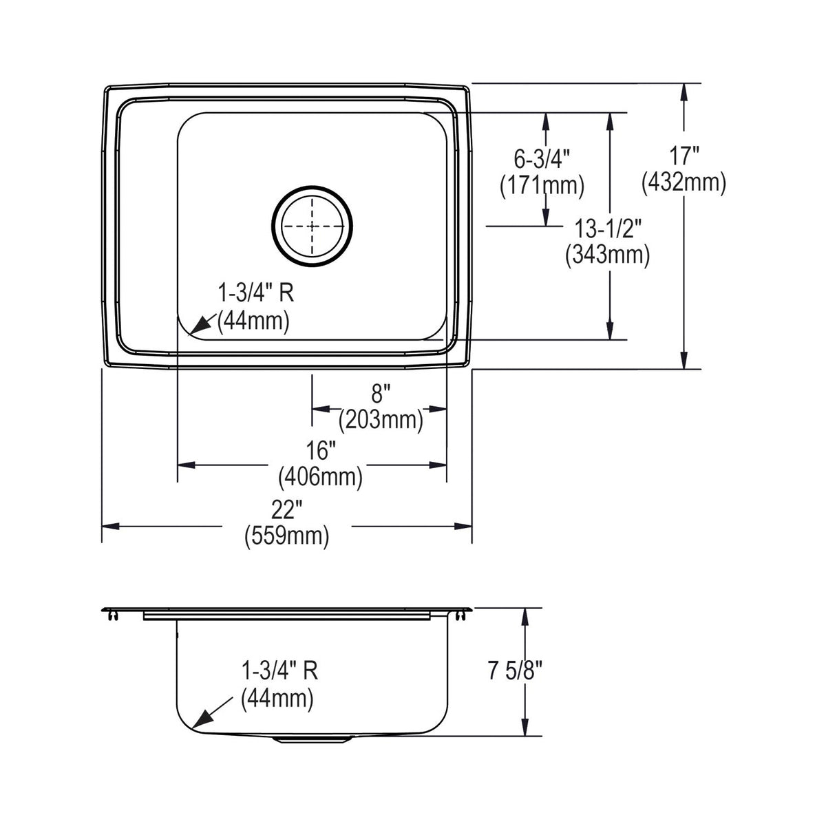 Lustertone Classic - Classroom Sink - Rectangle Shape