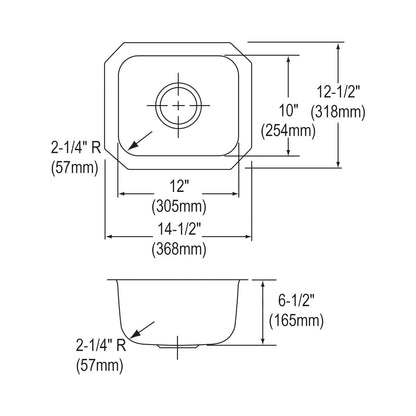 Dayton - 14-1/2" Kitchen Sink - Undermount - Single Bowl