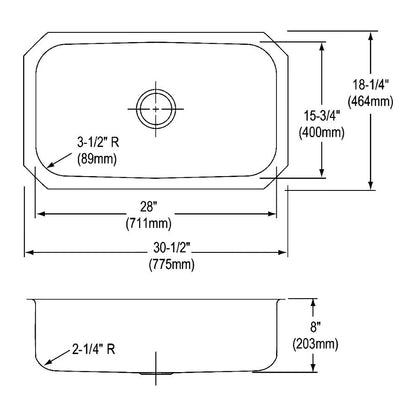 Dayton - 14-1/2" Kitchen Sink - Undermount - Single Bowl
