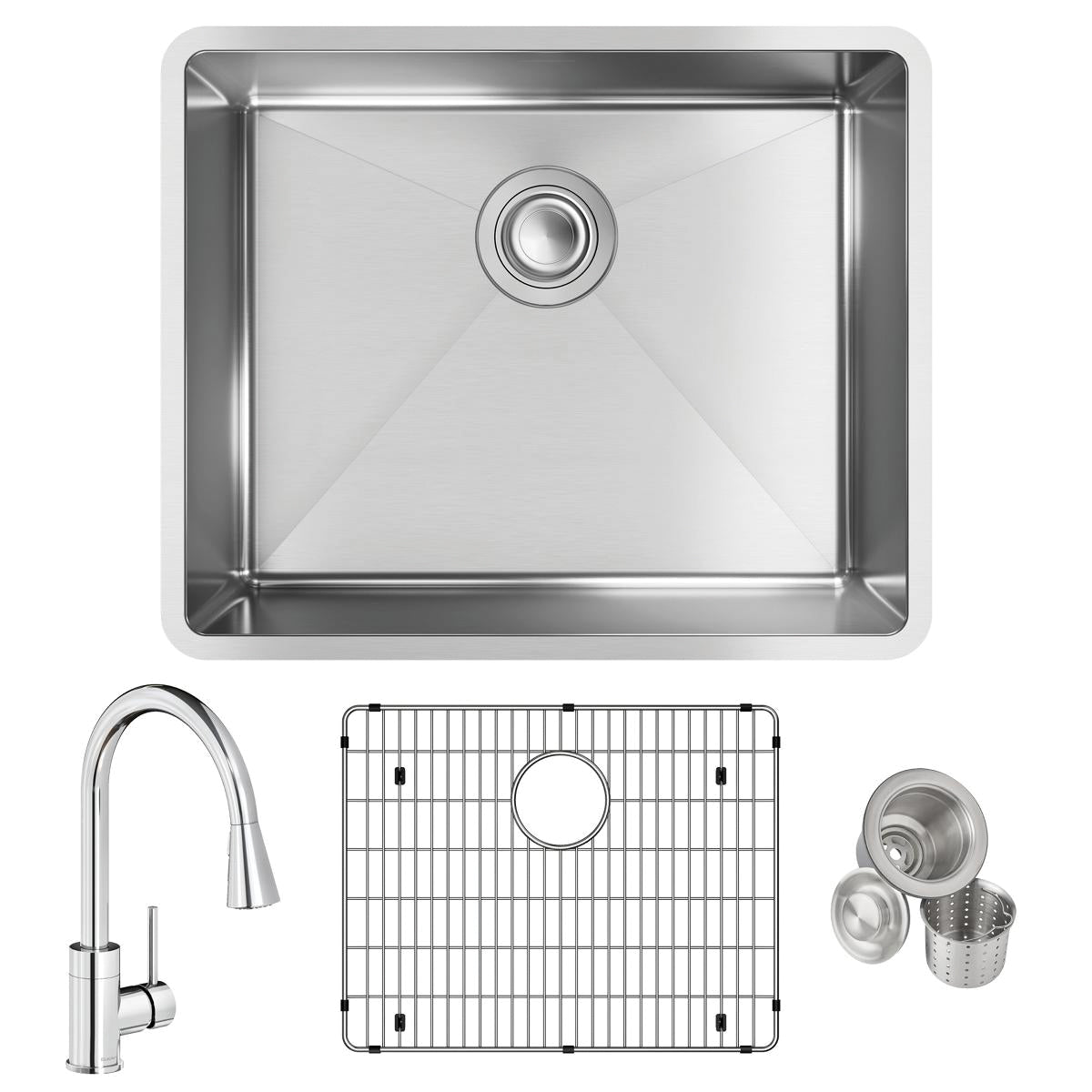 Crosstown - 22-1/2" Transitional Kitchen Sink and Faucet Kit