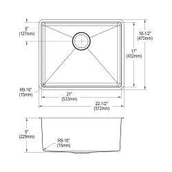 Crosstown - 22-1/2" Transitional Kitchen Sink Kit