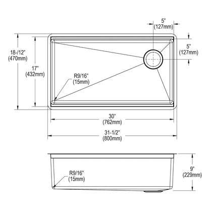 Crosstown - 31-1/2" Contemporary Kitchen Sink Kit