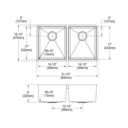 Crosstown - 31-1/2" Transitional Kitchen Sink Kit