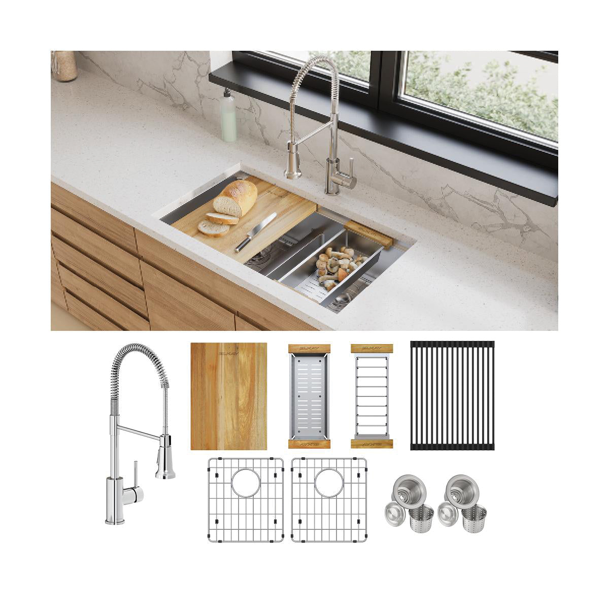 Crosstown - and Faucet Kit with Aqua Divide - Undermount
