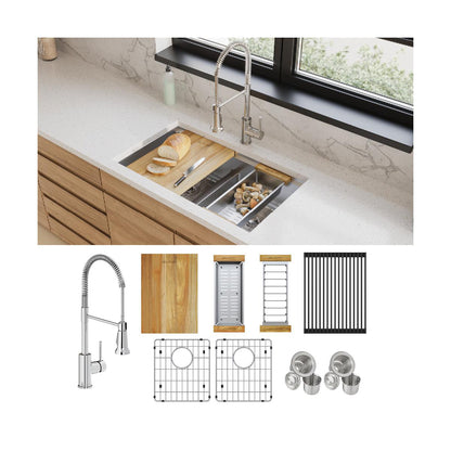 Crosstown - and Faucet Kit with Aqua Divide - Undermount