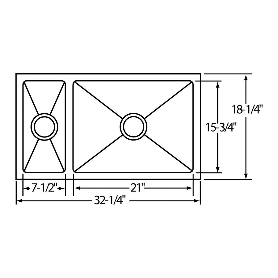 Avado - 32-1/4" Kitchen Sink - Undermount - Double Bowl
