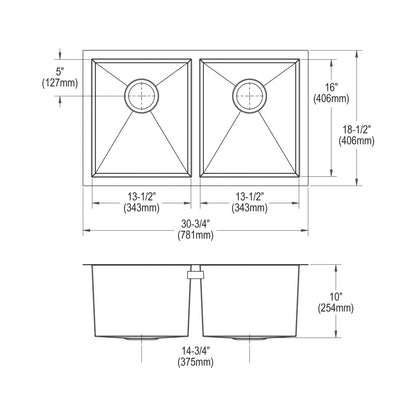 Crosstown - 30-3/4" Transitional Kitchen Sink Kit
