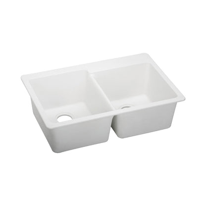 Quartz Classic - 33" Offset Kitchen Sink - White - Drop-in