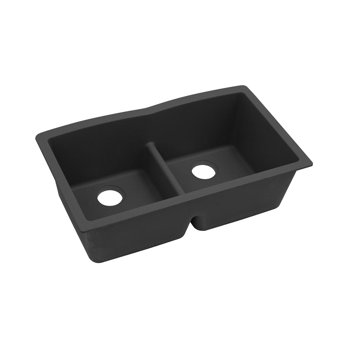 Elkay® ELGDULB3322BK0 Quartz Classic® Traditional Kitchen Sink, Black, Rectangle Shape, 15-3/16 in Left, 15-3/16 in Right L x 16-3/4 in Left, 16-3/4 in Right W Bowl x 10 in Left, 10 in Right D Bowl, 33 in L x 19 in W x 10 in H, Undermount Mounting