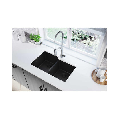 Classic - 33" Offset Kitchen Sink - Undermount - Double Bowl