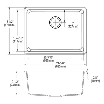 Quartz Classic - 24-5/8" Transitional Kitchen Sink Kit