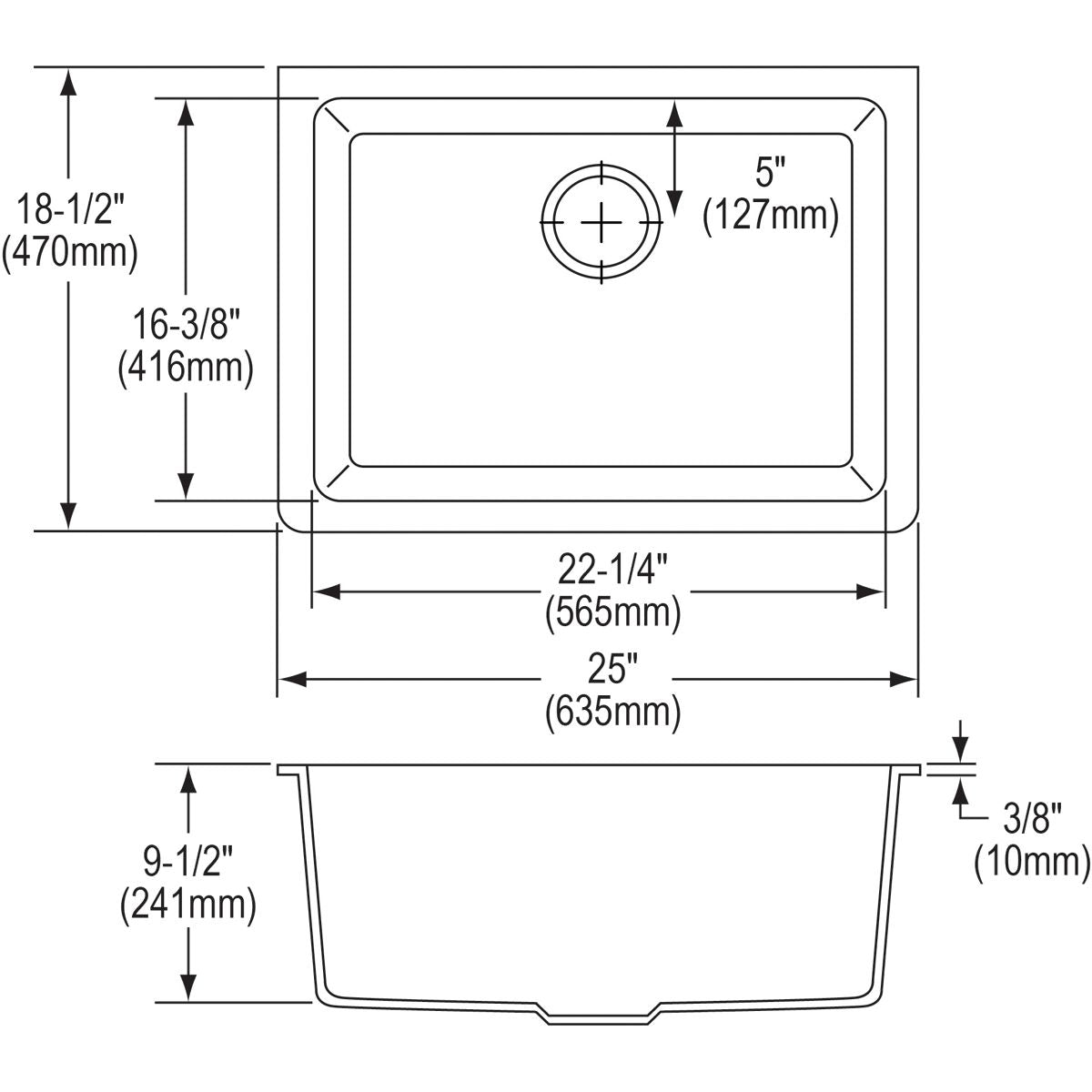 Quartz Classic - 24-5/8" Traditional Kitchen Sink