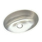 Elkay® ELUH1511 Asana Bathroom Sink, Oval Shape, 18 in W x 14 in D x 6 in H, Undermount Mounting, Stainless Steel, Lustertone, Domestic