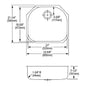 Elkay® ELUH2118 Lustertone™ Classic Kitchen Sink, 21 in L x 18-5/8 in W Bowl x 7-1/2 in D Bowl, 23-5/8 in L x 21-1/4 in W x 7-1/2 in H, Undermount Mounting, 18 ga 304 Stainless Steel
