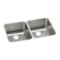 Elkay® ELUH311810 Lustertone™ Classic Kitchen Sink, Rectangle Shape, 13-1/2 in Left, 13-1/2 in Right L x 16 in Left, 16 in Right W Bowl x 10 in Left, 10 in Right D Bowl, 30-3/4 in L x 18-1/2 in W x 10 in H, Undermount Mounting, 18 ga 304 Stainless Steel
