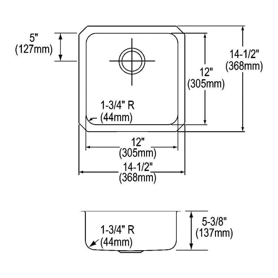 Lustertone Classic - 14-1/2" Kitchen Sink - Undermount
