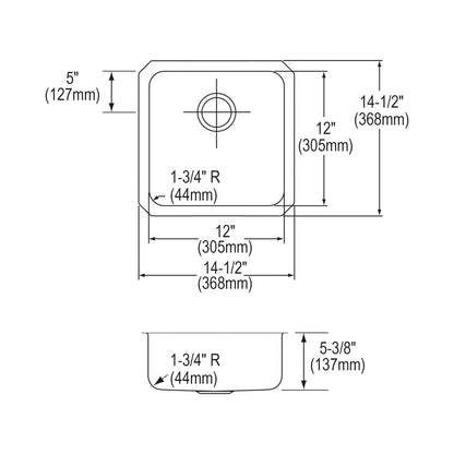 Lustertone Classic - 14-1/2" Kitchen Sink - Undermount