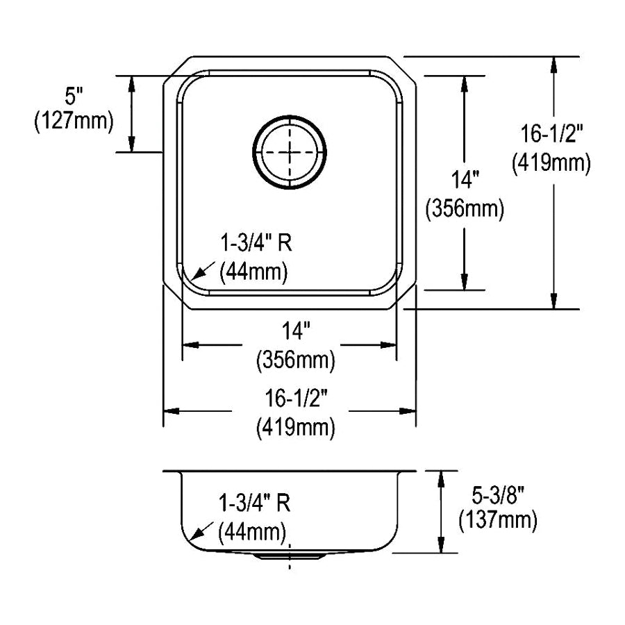 Lustertone Classic - 16-1/2" Kitchen Sink - Rectangle Shape