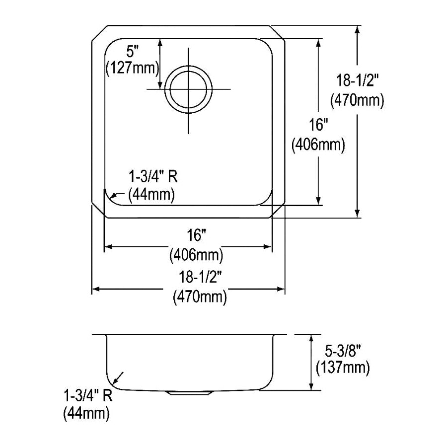 Lustertone Classic - 18-1/2" Kitchen Sink - Undermount