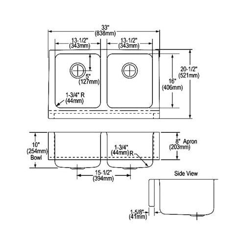Lustertone Classic - 33" Kitchen Sink - Bright Satin