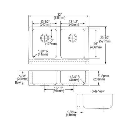 Lustertone Classic - 33" Kitchen Sink - Undermount