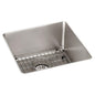 Elkay® ELUHH1616TPDBG Lustertone Iconix Single Bowl Undermount Sink Kit, Luminous Satin, 16 in L 16 in W, 10-9/16 in H x 18-1/2 in W x 18-1/2 in L, Under Mount, 304 Stainless Steel