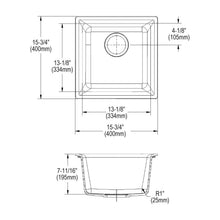 Elkay® ELX1616SM0 Quartz Luxe Transitional Bar Sink, Rectangle Shape, 15.74 in L x 15.74 in W x 7.67 in H, Dual Mounting, Silvermist, Import