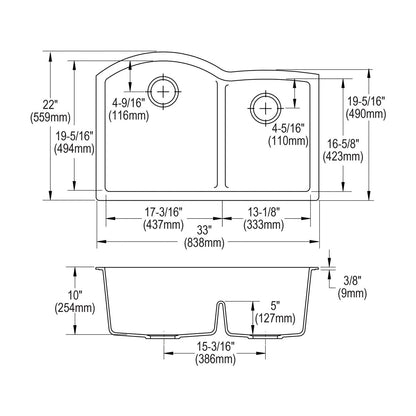 Quartz Luxe - 33" Transitional Kitchen Sink - Undermount