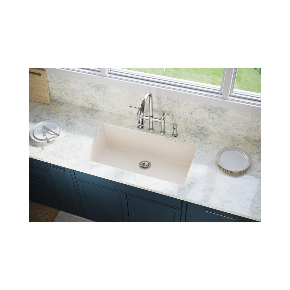 Quartz Luxe - 35-7/8" Traditional Kitchen Sink - Ricotta