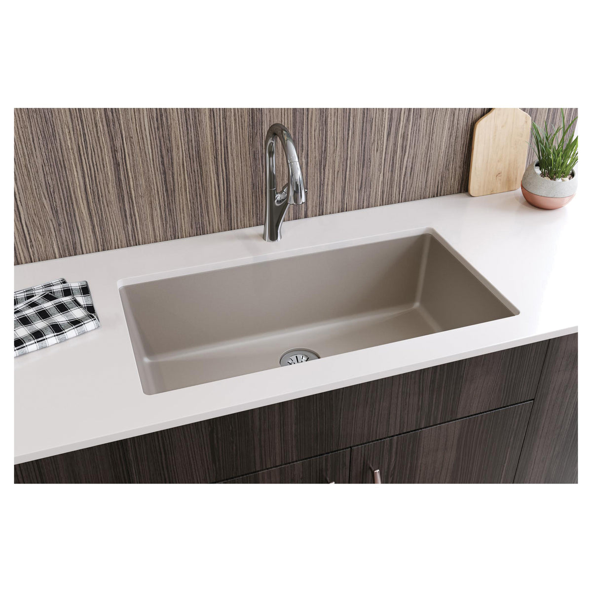 Quartz Luxe - 35-7/8" Transitional Kitchen Sink - Silvermist