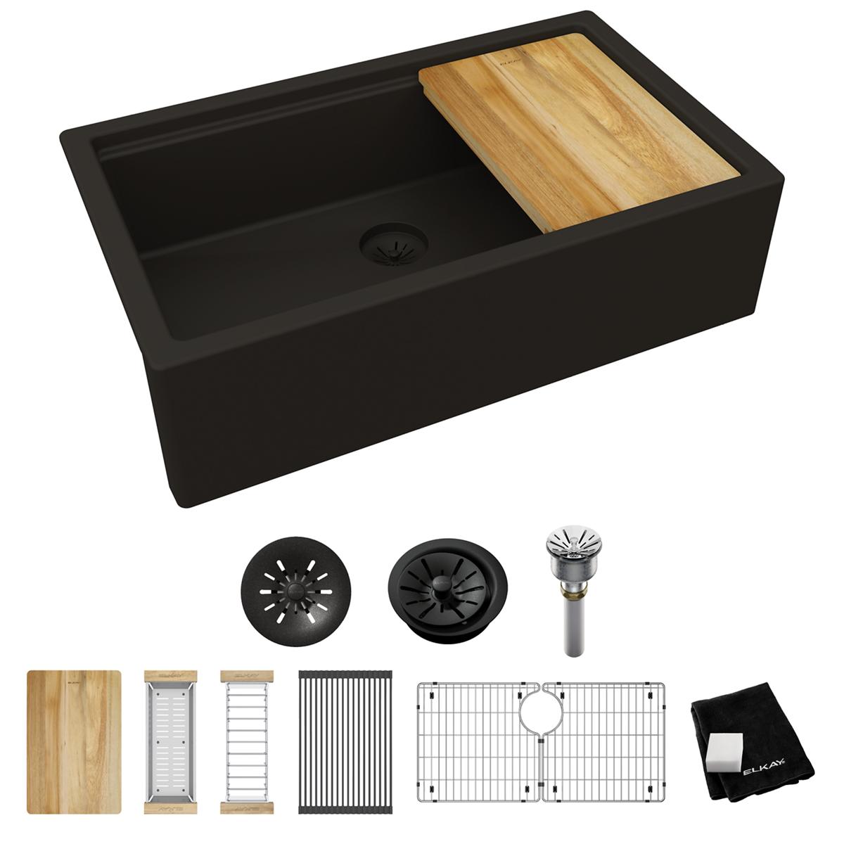 Quartz Luxe - Single Bowl Farmhouse Workstation Sink