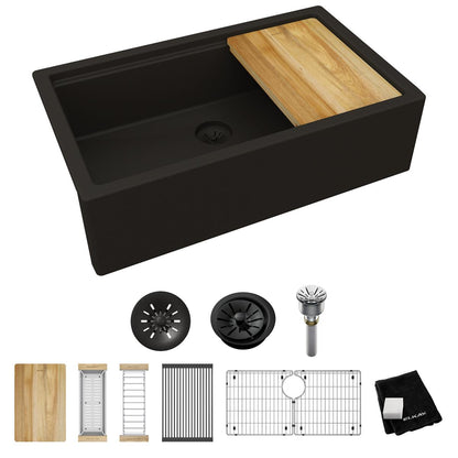 Quartz Luxe - Single Bowl Farmhouse Workstation Sink