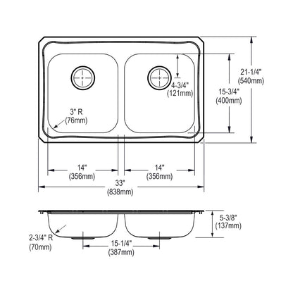 Celebrity - 33" Traditional Kitchen Sink - Drop-in